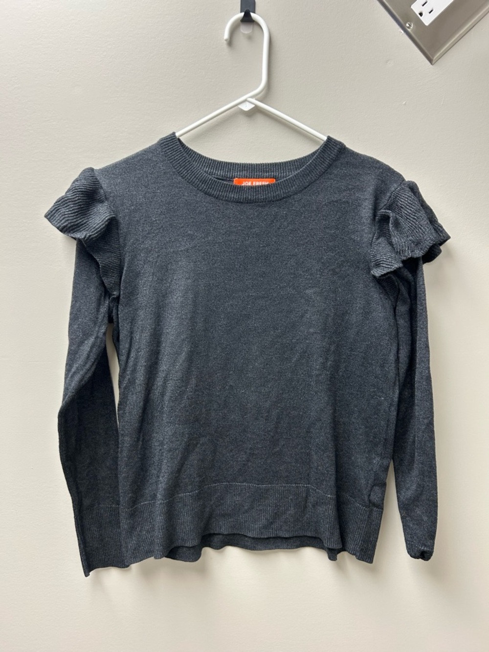 Joe Fresh Women’s Dark Grey Long‎ Sleeve with Ruffle Shoulders